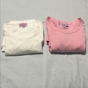 2 for 1 Jennifer T knit couture sweaters elegant luxury sweaters white and pink